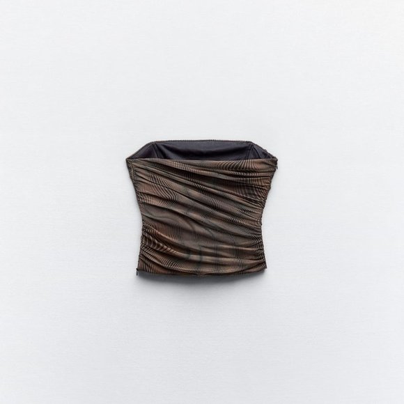 NWT ZARA PRINTED STRAPLESS TULLE TOP - Picture 6 of 7